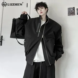 Vestes masculines Luzhen 2024 Veste de couleur solide de mode printemps