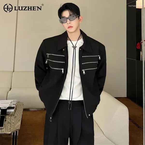 Vestes masculines Luzhen 2024 Spring Spring Paver Zipper Splicing Original Casual Jacket Men Niche Design High Street Elegant Trendy Mabe 7fedB8