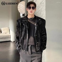 Vestes masculines Luzhen Design Niche Korean Fashion Veste reflète Light Glossy 2024 Couleur solide de la rue High Street Elegant Trendy Coat 7767E0