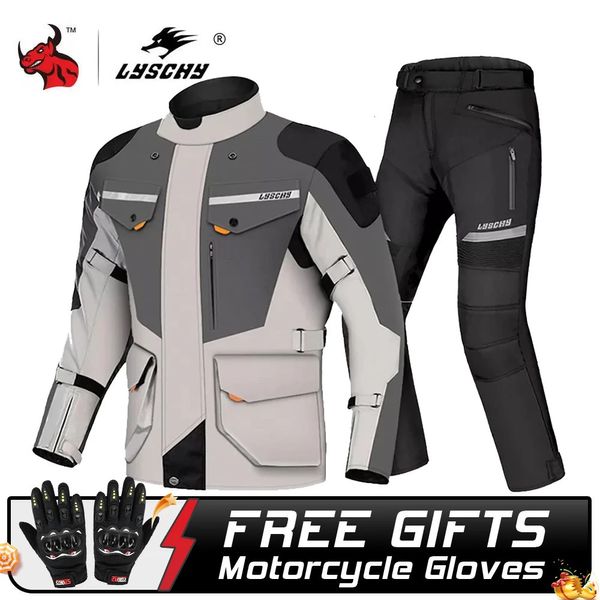 Vestes pour hommes Lyschy Moto Veste Pantalon Costume Résistant au froid imperméable hiver hommes moto équitation moto veste protection équipement armure vêtements 231216