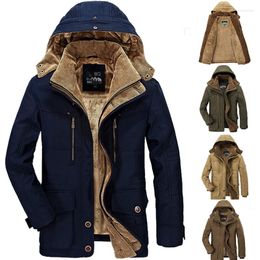 Chaquetas para hombres M-5XL Hombres con capucha Chaqueta de invierno 2023 Moda Forro de lana cálido y abrigo a prueba de viento Parkas masculinas Casaco XXXXXL Erkek Mont