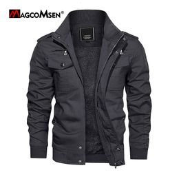 Vestes pour hommes Magcomsen automne hiver polaire veste hommes militaire coupe-vent décontracté armée pilote manteau épaissir chaud bombardier cargo veste vêtements d'extérieur 230215