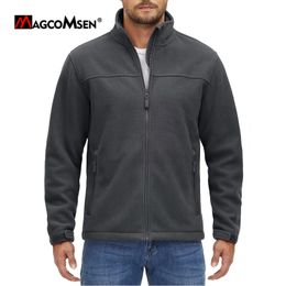 Chaquetas para hombres MAGCOMSEN Chaqueta de lana de doble cara para hombres Otoño Invierno Grueso Cálido Chaqueta de viaje de trabajo Cremallera completa Cuello de soporte Abrigo a prueba de viento 231021