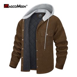 Vestes pour hommes MAGCOMSEN Veste d'hiver en velours côtelé avec capuche Multipoches Casual ButtonDown Manteau coupe-vent chaud 230831