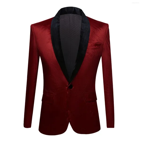 Chaquetas de hombre Banquete masculino Manga larga Solapa de pana Color sólido Chaqueta formal Trajes a cuadros