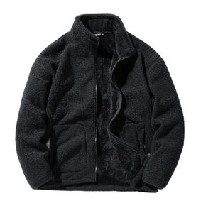 Herenjassen Fleecejas voor heren Effen lange mouwen Opstaande kraag Teddyjack Varsity-wollen voeringjassen Y2K Herfst Winter Grote maten 5XL 4XL 230831