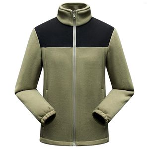 Vestes pour hommes Homme Full Zip Polaire Veste légère antistatique automne hiver manteau coupe-vent vêtements d'extérieur avec poche à fermeture éclair patchwork