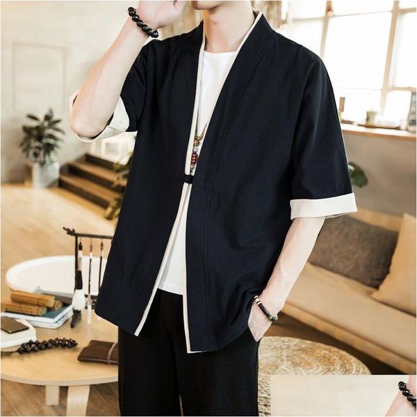 Vestes pour hommes Veste masculine Streetwear japonais Vintage Vêtements pour hommes Linge chinois pour hommes Vêtements Kimono Drop Livraison Vêtements Outerwe Dh5Xx