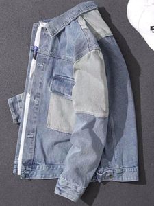 Vestes pour hommes Homme Jean Manteaux Cargo Light Denim Veste Automne Original Vintage Poches Patchwork Manches Longues Casual