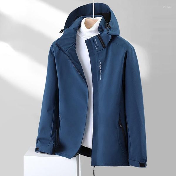 Chaquetas para hombre, chaqueta de senderismo para hombre, sudaderas cortavientos de bombardero, sudaderas con capucha de viaje para acampar al aire libre, impermeable Mackintosh