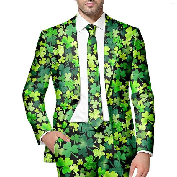 Vestes pour hommes Veste à manches longues pour hommes St Patricks Day avec boutons imprimés et poches multiples pour les événements de fête de vacances