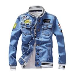 Herenjacks Mannelijke streetwear Men Loose Jean Coats Zipper Fashion Mens denim jas Spring Casual Slim Fit Stand Collar Pilot Jacketsmen's