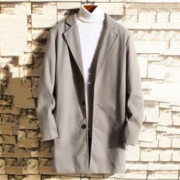 Vestes pour hommes mâle élégant style coréen slim fit manteau mi-longueur hommes couleur unie pour le voyage