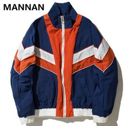 Heren Jackets Mannan Vintage Multicolor Color Block Patchwork Wind Breakher Jackets Autumn Hip Hop Streetwear Zip Up Track Casual Jackets 230311