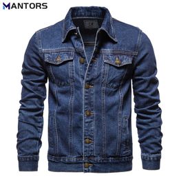 Herenjassen MANTORS Lente Herfst Heren Denim Katoen Slanke Lange Mouw Mannen Jas Mode Streetwear Jean Trendy Bomber 220907