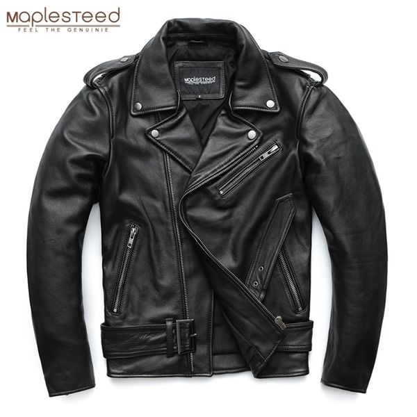 Vestes pour hommes MAPLESTEED Vestes de moto classiques Veste en cuir pour hommes 100% peau de vache naturelle Veste de moto épaisse Manches d'hiver 61-67cm 6XL M192 221006