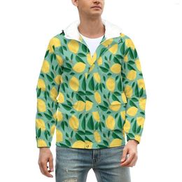 Vestes pour hommes Marley Lemon Warm Casual Mens Cute Fruit Print Manteaux Hiver Vintage Veste À Capuche Graphique Lâche Coupe-Vent 4XL 5XL 6XL