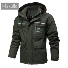 Chaquetas para hombres Maxulla Primavera Otoño Chaqueta con capucha Al aire libre A prueba de viento Transpirable Med-leng Abrigo Moda Ropa táctica delgada