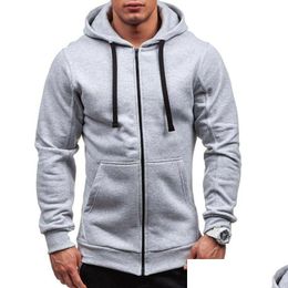 Chaquetas para hombres Meihuida Otoño Hombres Casual Sólido Zip Up Bolsillo cálido Algodón Transpirabilidad Sudaderas con capucha Sudaderas Chaqueta Abrigo Tops Drop Delive Dhavh