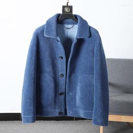Herenjacks heren 2023 herfst winter katoenen revers kraag lammelen jas mode casual verdikte warme jas luxe kleding 21q2030