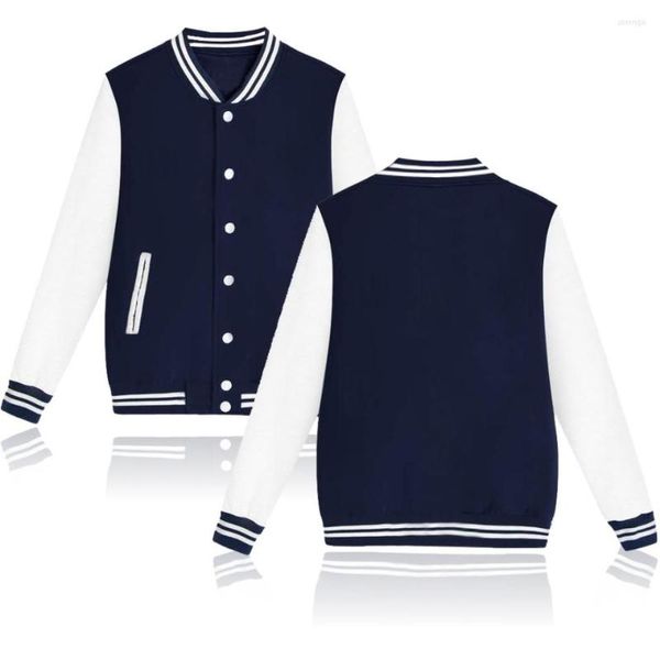 Chaquetas para hombres Ropa de béisbol de otoño e invierno para hombres y mujeres Abrigo de felpa de clase en blanco de color sólido