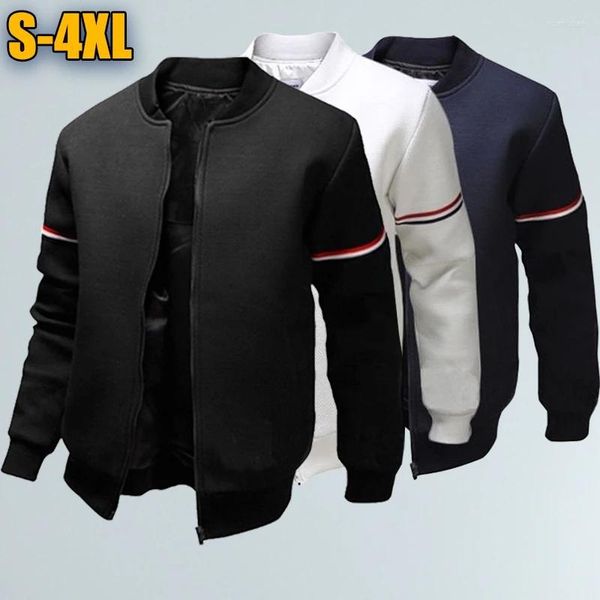 Vestes pour hommes Veste pour hommes en automne et en hiver Couleur unie Uniforme d'équipe de baseball à manches longues Sports de plein air Manteau à glissière décontracté