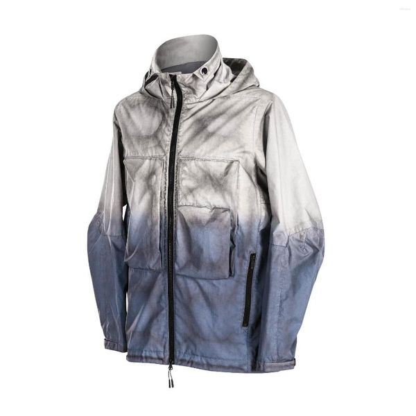 Chaquetas de hombre Chaqueta de hombre Nosucism Dip Dye Pocket Gradient Techwear Ninjawear Streetwear Japonés