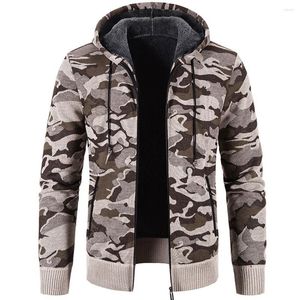 Herenjacks heren gebreide vest camouflage geprinte trui jas casual trend losse capuchoneded