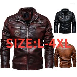 Vestes pour hommes Veste en cuir pour hommes Manteau en PU Combinaison de moto en peluche