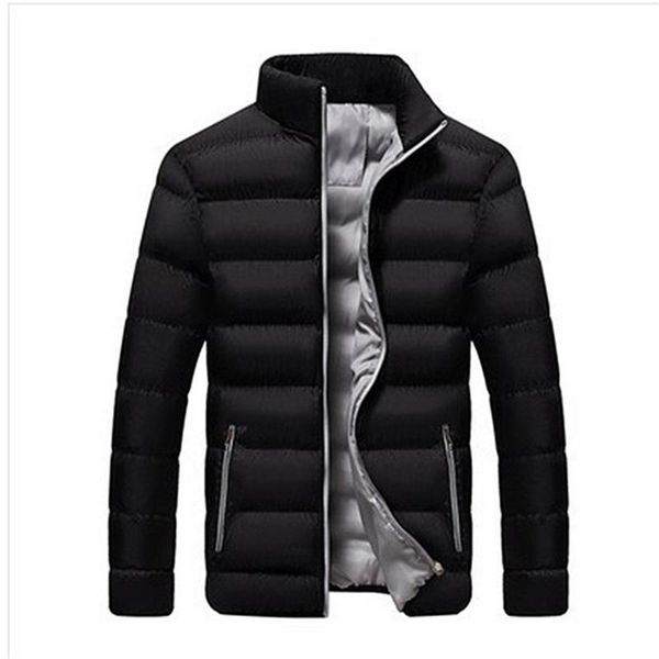 Vestes pour hommes Cardigan à manches longues à col montant pour hommes Veste d'hiver en coton avec fermeture éclair Couleur unie Coréen Casual Fashion JacketMen's