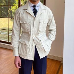 Men's Jackets Multi Pocket Shelf Jacket Retro Harajuku Spring Slim Fit Taille Coat Casual Simple Button Work Jackets's