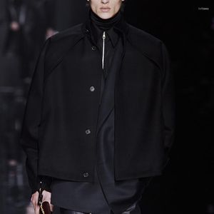 Jackets para hombres Menores de stand de pecho corto para hombres Cubro gris negro oscuro Fashion Fashion Urban Autumn and Winter Wool Chaqueta