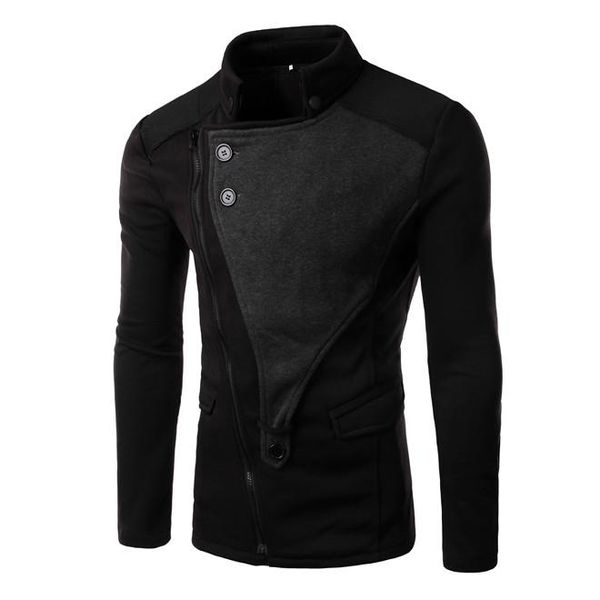 Vestes pour hommes Veste à col montant pour hommes Patchwork Manteau Zip Up Manches longues Mâle Casual Slim Fit Noir Gris Rouge Taille M-2XL A16Men's