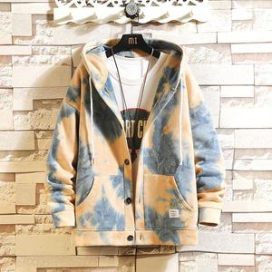 Herenjacks heren sweatshirt 2022 herfst en winter tie-dye capuchon Cardigan Jacket jongeren persoonlijkheid mode trend kleding