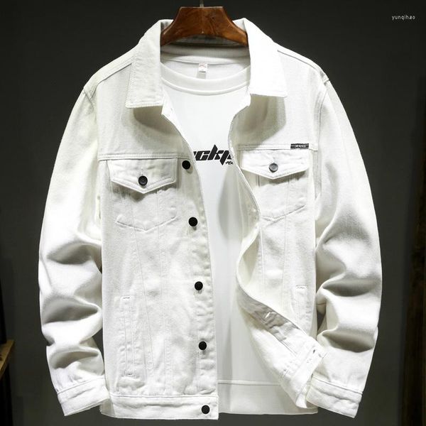 Jackets para hombres Caqueta de mezclilla blanca de color caqui blanco