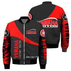 Chaquetas de hombre Yamaha Logo 3D estampado bombardero chaqueta Casual suelta cremallera de talla grande abrigo personalizado motocicleta carreras hombres ropa