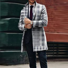 Vestes pour hommes Hommes Automne Business Gentleman Cardigan Veste 2023 Mode Imprimé Costume Col Long Hiver Casual Droit Mince Coa