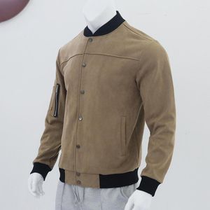 Chaquetas para hombres Hombres Abrigo de otoño Color Chaqueta a juego Elegante Cárdigan de gamuza sintética de longitud media con cuello de soporte elástico para otoño