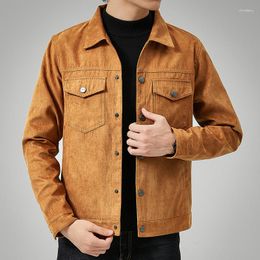 Chaquetas para hombre, chaqueta de otoño para hombre, abrigo informal Retro para motocicleta, abrigos de trabajo de solapa ajustados coreanos