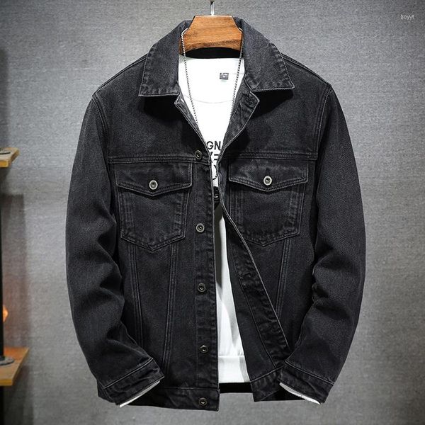 Hommes Vestes Hommes Noir Denim Veste Lâche Rue Mâle Moto Survêtement Mode Confortable Poche Jean Manteau Plus La Taille S-7xl