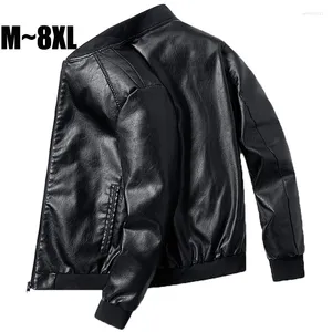 Vestes pour hommes Bomber Baseball Jacket Plus Size 7XL 8XL PU Leather Biker Pilot Varsity College Top Slim Fit Moto Manteaux