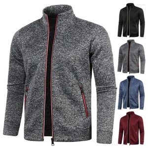 Vestes pour hommes Hommes Bomber Veste Col montant Manteau d'hiver avec protection du cou Zip Up Fermeture épaisse élastique Casual Sweat-shirt pour l'automne