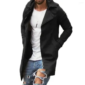 Vestes pour hommes Veste décontractée Chaxe Trench Coat Slim Fit Mid Longueur avec poches Boutons de vent pour l'automne