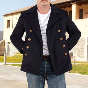 Heren Jackets Men Coat 2023 Herfstjack Solid Color Double Breasted Long Sleeve Casual Mens Fashion Winter Trend Clothingmen's