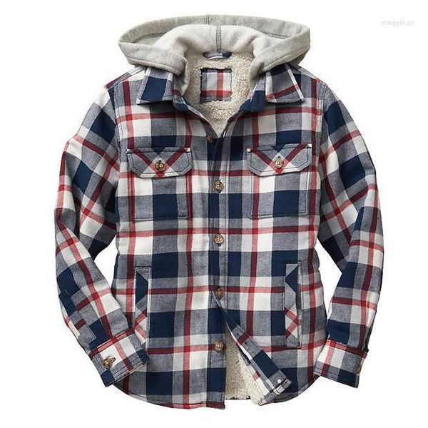 Chaquetas para hombres Hombres Abrigo Patrón 3D Manga larga Cierre de cremallera A prueba de frío Otoño Invierno Acolchado Camisa a cuadros Chaqueta Ropa Streetwear