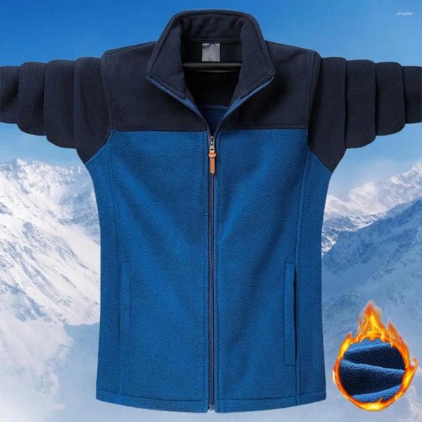 Vestes pour hommes Hommes Manteau élégant hiver col montant couleur bloc design chaud confortable avec poches pour veste d'automne