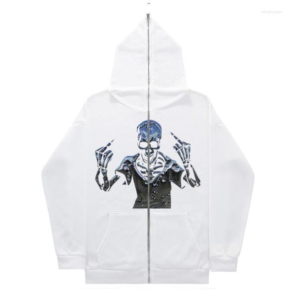 Vestes pour hommes Sweats à capuche à la mode pour hommes Sweats Graphics Skull Print Jacket Coat Plus Fleece Zip Cardigan Y2K Vêtements Hip Hop Streetwear