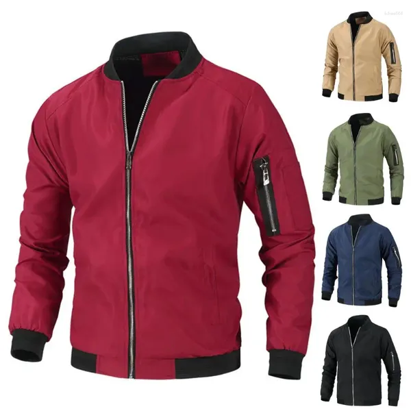 Vestes pour hommes Hommes Mode Veste Printemps Automne Manteau Solide Couleur Col Montant Manches Longues Lâche Style Coréen Zipper Streetwear