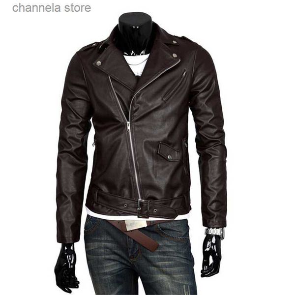 Chaquetas para hombres Moda para hombres Chaqueta de cuero de PU Primavera Otoño Nuevo estilo británico Chaqueta de cuero para hombres Chaqueta de motocicleta Abrigo masculino Negro Marrón M-3XL T240223