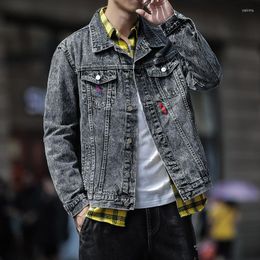 Vestes pour hommes Hommes Mode Veste en denim à poitrine unique Haut de gamme Lâche Hip Hop Casual Tendance Jeunes Vêtements Harajuku Simplicité Revers Large